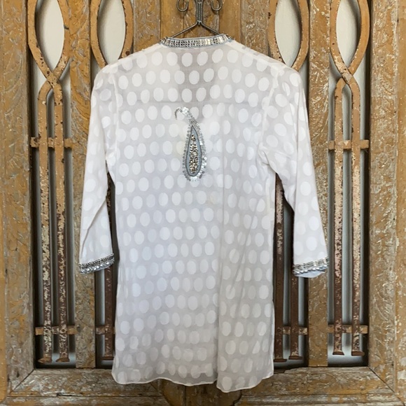 SULU DESIGNER BEADED TUNIC TOP 6 EXCELLENT - Picture 3 of 8